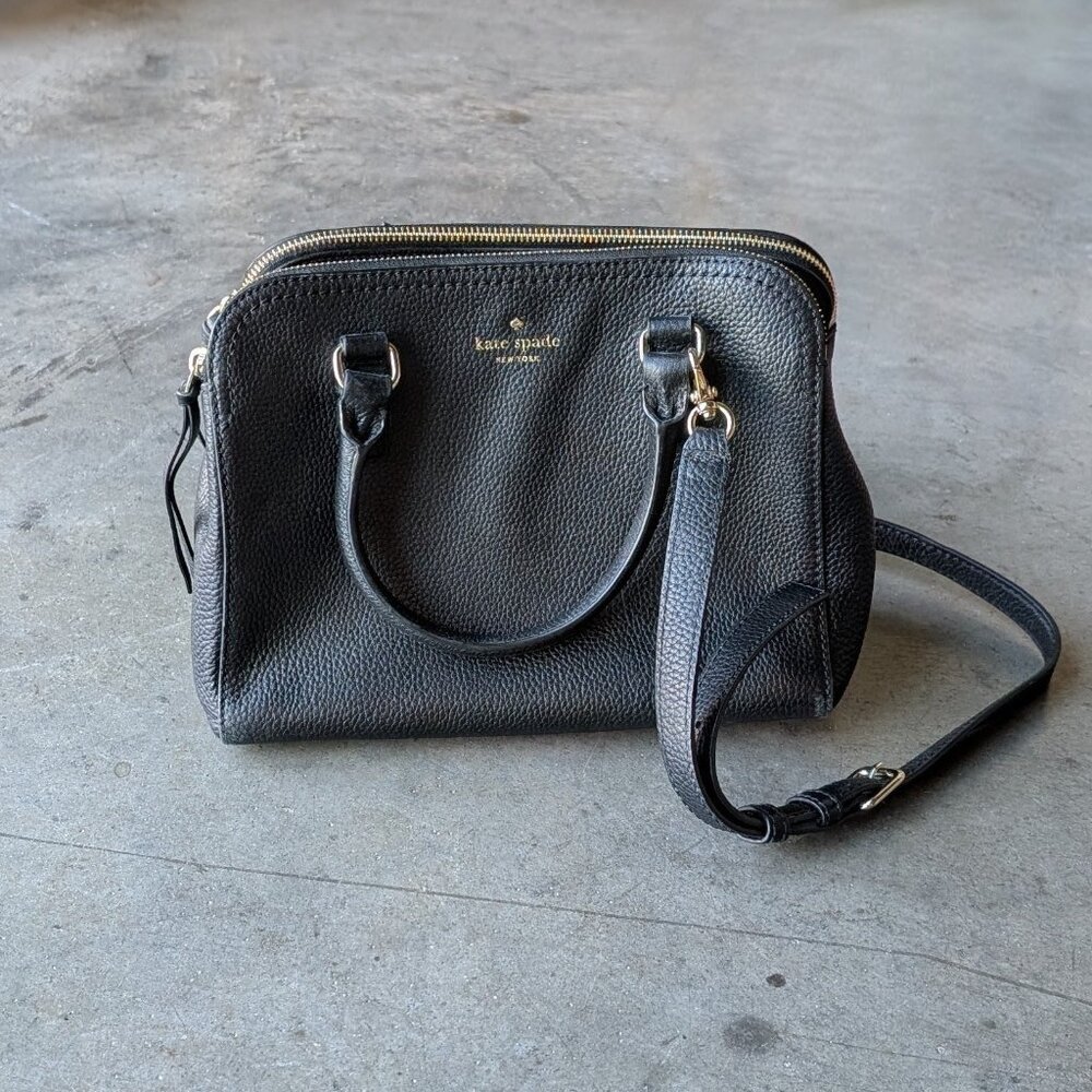 Kate Spade Jackson Street Small Kiernan Bag Black Pebble Leather Satchel